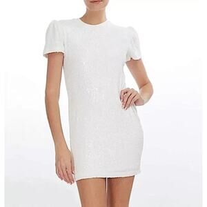 Generation Love Women's‎ White Donna Sequin Puff Sleeve Lined Mini Dress Size S?